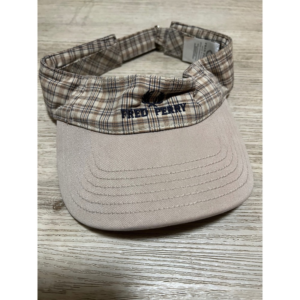 Fred Perry Men's Plaid Visor Tan Beige Hat Adjustable Punk Oi! Rancid Skinhead